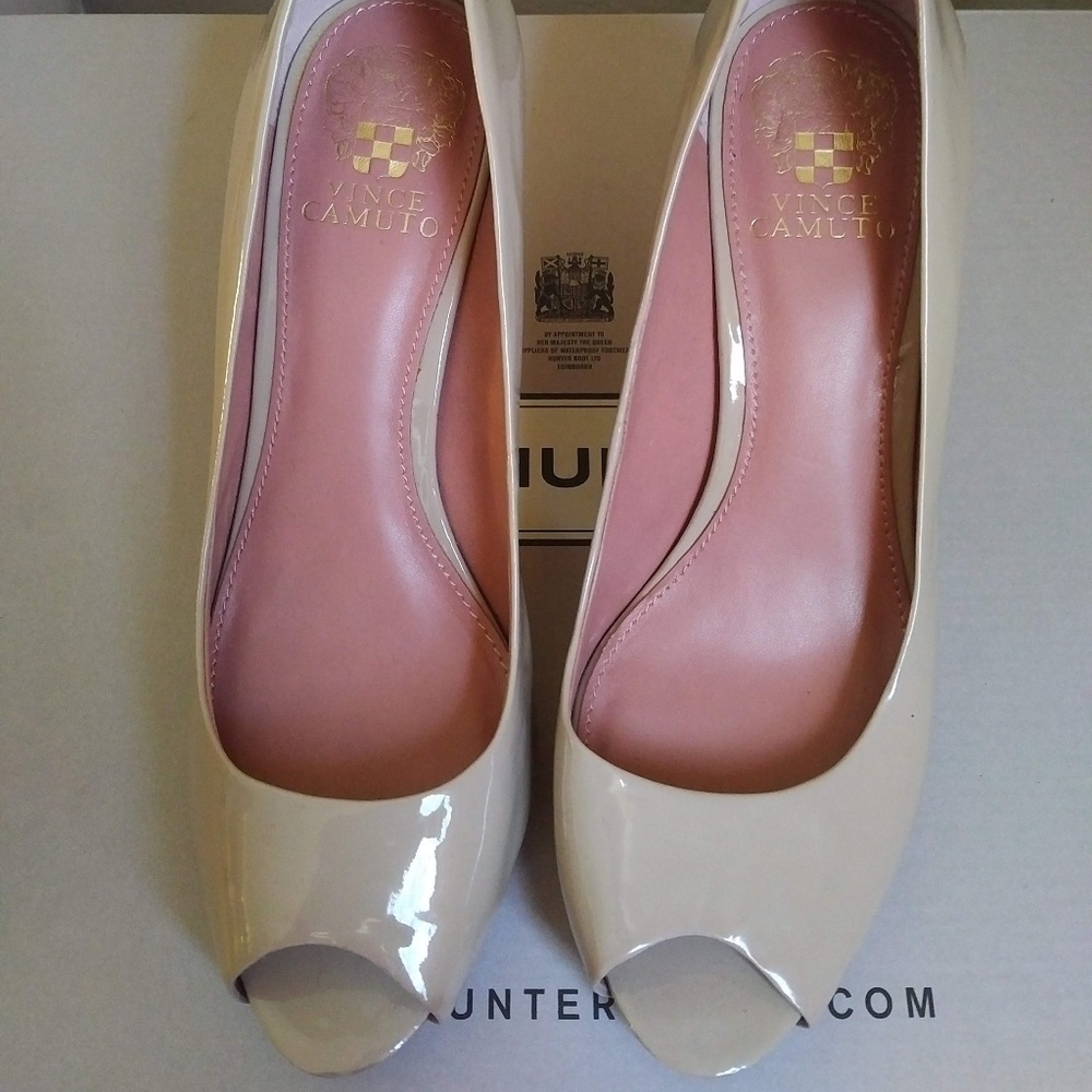 Vince Camuto Beige Peeptoe Pumps